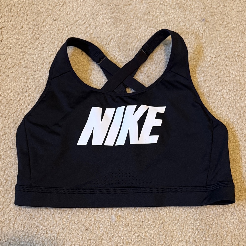 Nike Black and White Logo Sports Bra